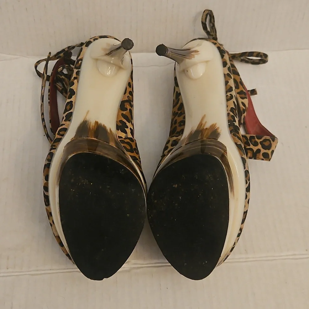 👣PRIVILEGED 😽 Leopard Stilletto Platform "STRIPPER " Heels S 9 - Picture 8 of 8
